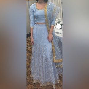 Blue Indian Lengha with handwork